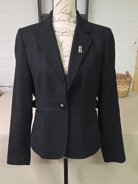 J Crew Robert Noble Wool Blazer Jacket Scotland Black Women's Rare Wool Sz 8
